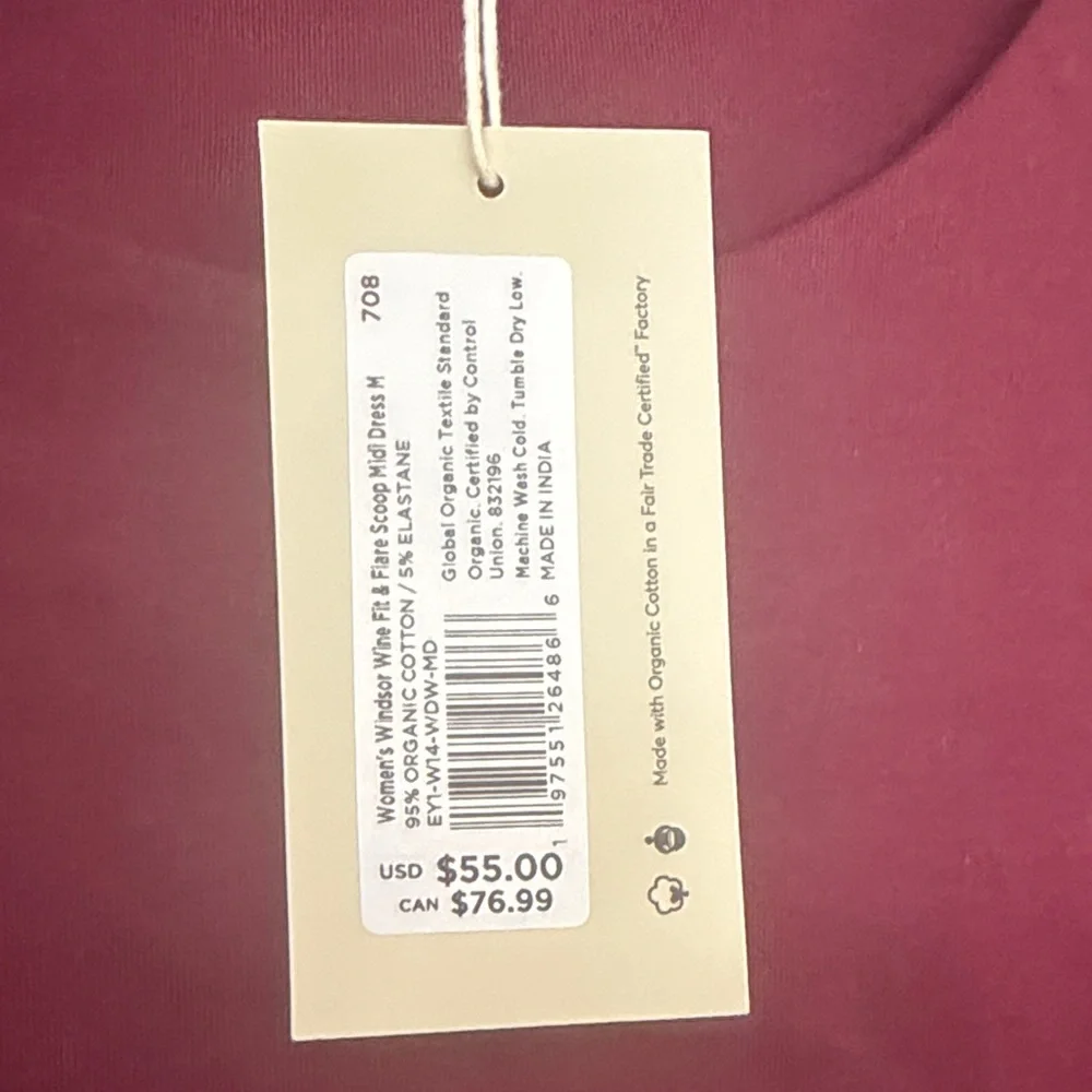 Pact Burgundy Midi Dress size M brand new! - Picture 4 of 5